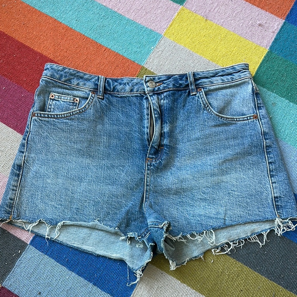 Topshop denim cutoff mom shorts